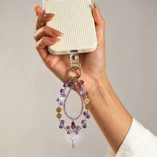 Gujos Fortune Key Purple Crystal Phone Charm Bag Charm