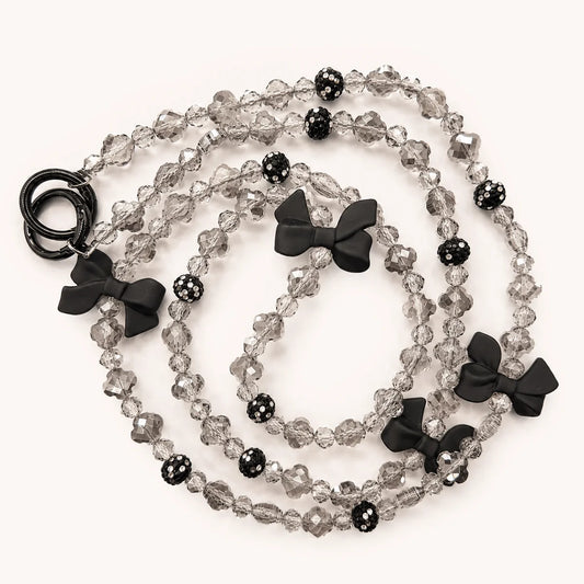 Gujos Noir Bow Protection Crystal Phone Charm Bag Charm
