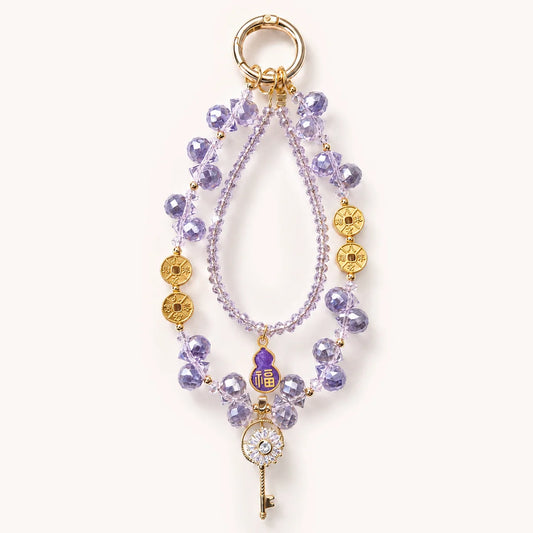 Gujos Fortune Key Purple Crystal Phone Charm Bag Charm