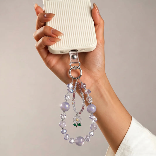 Gujos Lavender Daisy Blessing Crystal Phone Charm Bag Charm