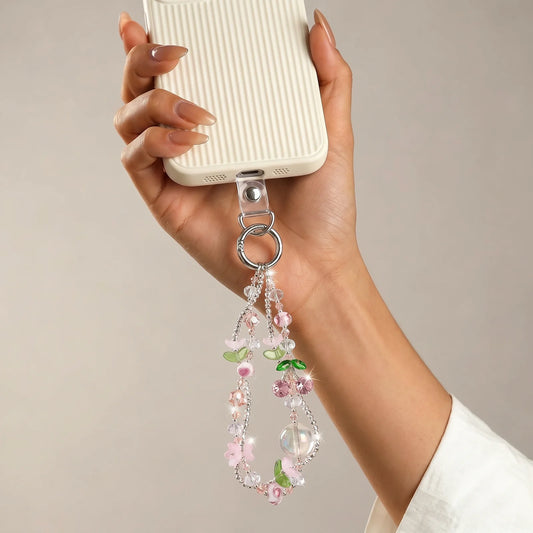 Gujos Cherry Blossom Garden Crystal Phone Charm Bag Charm