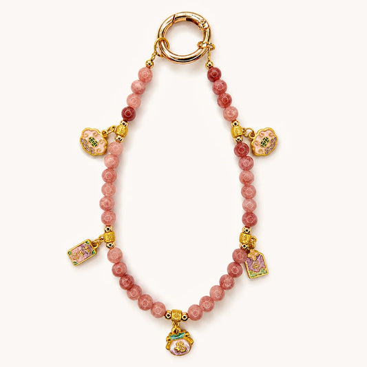 Gujos Pink Crystal Lucky Charm Chain – Bag & Phone Accessory
