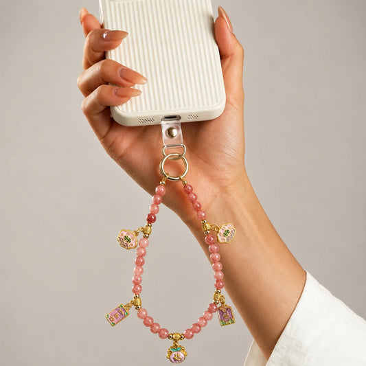 Gujos Pink Crystal Lucky Charm Chain – Bag & Phone Accessory